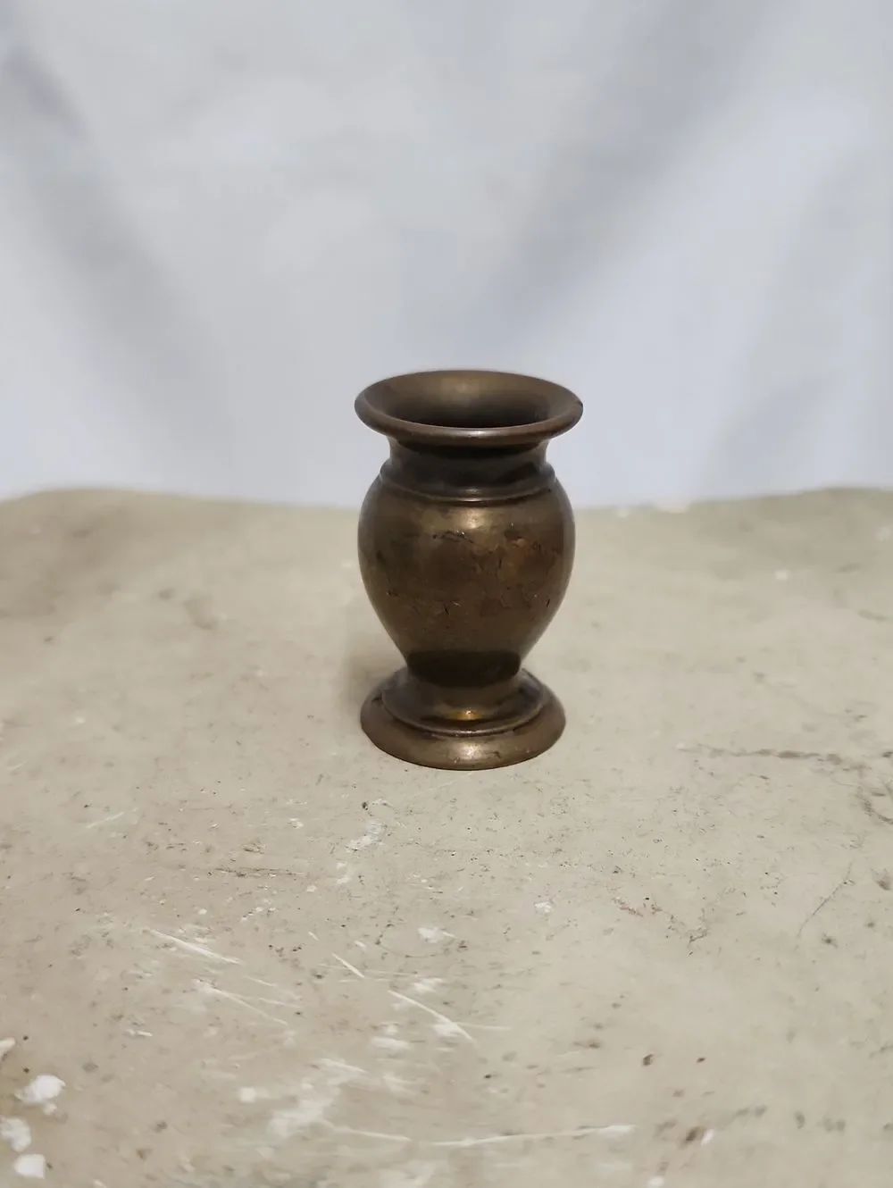 Vintage Mini Tarnished Brass Vase Vessel